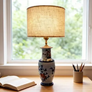 Drum Lampshades for Table Lamps – Linen Shade with Metal Frame, Detachable for Storage, Soft Glare-Free Light, Ideal for Bedside