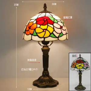 European Tiffany Retro Restaurant Bar Cafe Stained Glass Bedside Bedroom Creative Small Table Lamp E27 Home Decor Lighting