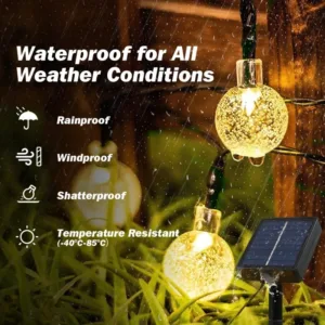 Outdoor Solar Light String LED Crystal Bubble Ball Light Waterproof Multi-mode Solar Courtyard Garden Party Decoration Light