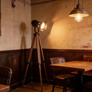 Wooden Floor Lamp LED Industrial Lamps Red/Black Loft Lampshad Rustic Vintage Standing Lamp For Living Room Office Studyroom
