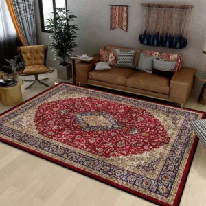 Persian Luxury Rugs for Bedroom Retro Red Home Decor Carpets for Living Room Soft Washable Non-slip Washroom Floor Mats Alfombra