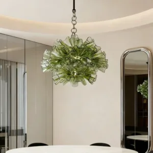 Modern Flower Shaped Living Room Glass LED Pendant Light Stylish Vintage Home Decoration Dining Room Bedroom Study Hanging Lamps