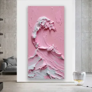 Pink Green Ocean Waves Oil Painting Abstract Poster and Prints, Canvas Painting ,Wall Art For Living Room Home Decor No Frame