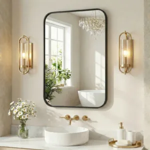 MCQ Rectangle Wall Mirror Modern Shatterproof Design Bathroom Mirrors for Over Sink Horizontal or Vertical Wall Decor for Bathroom Entryway Bedroom