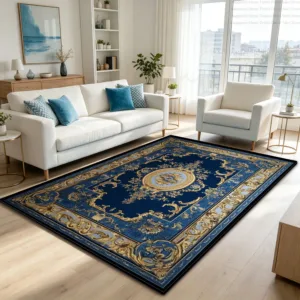 Blue Black European Style Luxury Living Room Carpet Decoration Bedroom Washable Antiskid Rug Plush Soft Office Entrance Door Mat