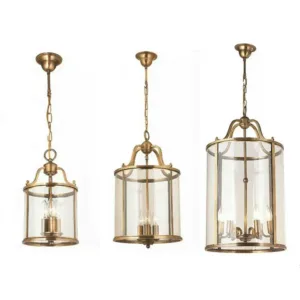 American Vintage Industrial Birdcage Chandelier Copper Cylinder Solder Glass Pendant Light for Hotel Lobby Restaurant Corridor