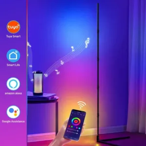 180cm RGBIC Smart Corner Floor Lamp, Tuya App & Remote Control, Adjustable Colors & Effects, Atmospheric Standing Light for Home