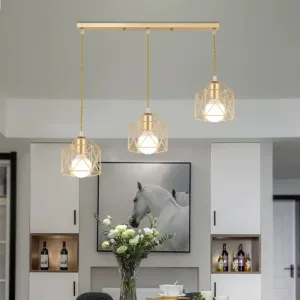Modern LED Pendant Light Iron Gold Black Minimalist Metal Cage Pendant Lamp Living Room Restaurant Shop Bar Fixture Decoration