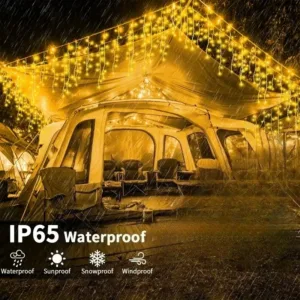 NEW Solar Christmas Icicle Lights 162 LED 8 Modes Waterproof Curtain String Lights for Outdoor Garden Room Holiday Lighting