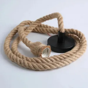 Vintage 1/2/3/4m long Hemp Rope Retro Loft Single Head Double Heads Industrial light Hanging Lamp Pendant Light Edison Lamp