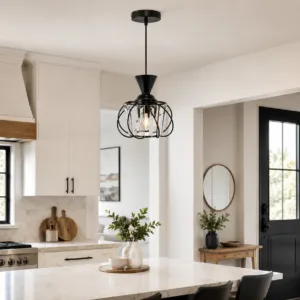 JOYINLED Modern Minimalist Glass Pendant Lamp E26 E27 Bulb Socket Hanging Ceiling Light for Dining Room Bedroom Hallway Black