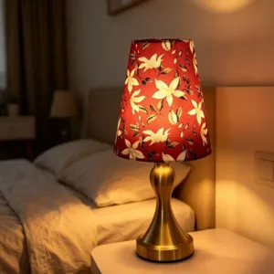 1 Piece Minimalist Fabric LED Desk Lamp with Printed Lampshade, Powered by USB, with Three Color Settings