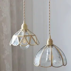 IWHD Nordic Modern Copper Hanging Light Clear Glass American Vintage Bedroom Dinning Living Room Beside Pendant Lamp Edison