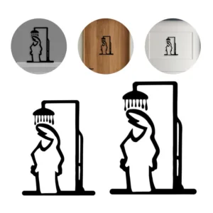 Black Shower Figure Wall Decoration Minimalist Line Metal Bathroom Sign Rustic Door Art Sign Funny Door Topper Home Decoration