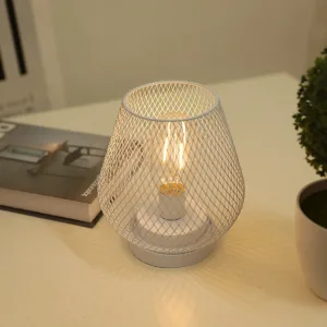 Industrial Style Birdcage Decorative Table Lamp Iron Geometric Retro Lamp Crafts Black And White Silk Screen LED Night Light