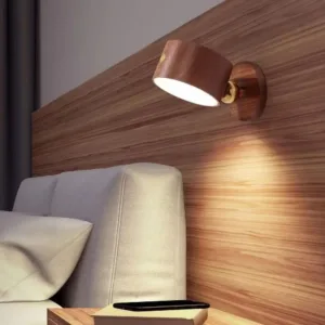 360° Rotating Wooden Wall Mounted Lamp Dimmable Magnetic Mountin Magnetic Night Light Touch Control Double-sided LED Wall Sconce