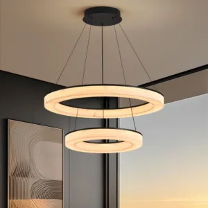 Modern Led Ring Lights Black Pendant Lamp for Living Room Home Decor Chandeliers Dining Room Table Hanging Light Indoor Lighting