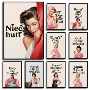 Funny Quote Print Girl Room Canvas Painting Bathroom Posters and Prints Better Late Than Ugly Print Woman Vintage Poster