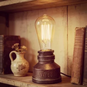 Vintage American Village Style Desk Light Table Lamp Iron Steel Water Pipe Rustic Loft Industrial Retro Base E26 Holder