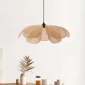 Japanese Style Weaving Petal Willow LED Chandelier Rattan Penant Lamp for House Decoration Room Decor Indoor Lighting Fixture