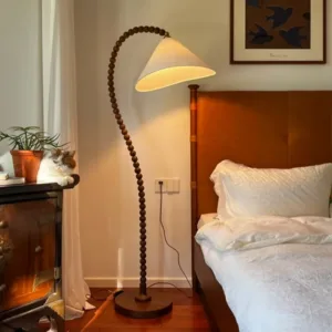 Modern ARC Floor Lamp Retro Wooden Standing Lamp For Homestay Living Room Sofa Side Study Bedroom Bedside Reading Stand Lighting