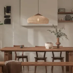 Retro Handmade Rattan Pendant Lamps Wabi Sabi Ceiling Chandeliers for Kitchen Island Dining Table Living Room Led Hanging Lamps