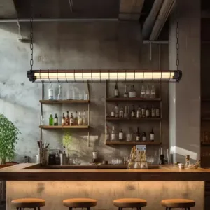 American Retro Long Bar Restaurant Pendant Lamp Designer Linear Chandelier Office Long Glass Lighting Fixture