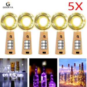 5pcs Bar LED Wine Bottle Cork String Fairy Lights Holiday Decoration Garland Fairy Lights Christmas Copper Wire String Lights