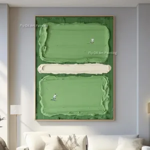 Light Green White Abstract Canvas Wall Art Simplism Artwork Hand Drawn New Orange Brown Oil Painting For Living Room Decor