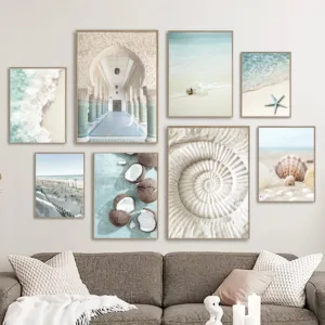 Scandinavian Simple Wall Art Summer Ocean Seashells Starfish Waves HD Canvas Poster Prints Home Bedroom Living Room Decoration
