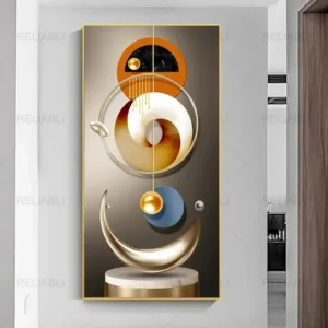 Nordic Modern Abstract Geometric Wall Art Orange Murals Poster for Porch Living Room Decor Decorative Home Picture