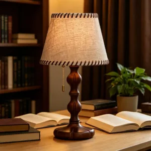 Art Decor Wood Base Table Lamp Cloth Lampshade E27 Bulb For Bedroom Hotel Living Room Reading Desk Light EU AU US Plug