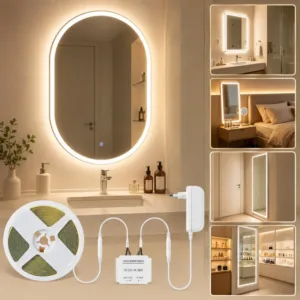 Dimmable Touch Control Bathroom Makeup Mirror 12V LED Light Strip Set Dressing Table Background Lighting Sensor Vanity Light