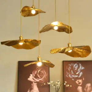 Hammered Brass Suspension Llight  retro pendant light design Luxury for Dining Room Shop Decoration lotus flower pendant light