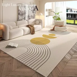 VIKAMA Cream Style Carpet Living Room Superior Sense Sofa Coffee Table Blanket Home Decoration Easy Care Bedroom Non-Slip Mat