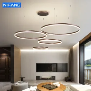 2026 Modern LED Ring Chandelier Circular Ceiling Light Creative Pendant Lamp for Living Room Dining Room Bedroom Home Decor