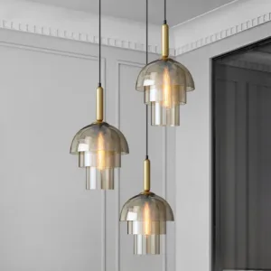 LED Vintage Art Champagne Chandelier Glass Pendant Lamp Restaurant Living Room Bedroom Aisle Bar Decor Hanging Lighting Fixtures