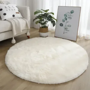 Super Soft Plush Round Rug Mat Fluffy White Carpets For Living Room Home Decor Bedroom Kid Room Decoration Salon Thick Pile Rug