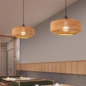 Classic Ceiling Light Handmade Rattan Weaving Hanging Chandelier  Lamps For Living Bedroom Home Decor Pendant Light E27 Fixture