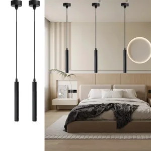 Height Adjustable Modern LED Pendant Light, Minimalist Black Chandelier Fixture, Room Decoration Home