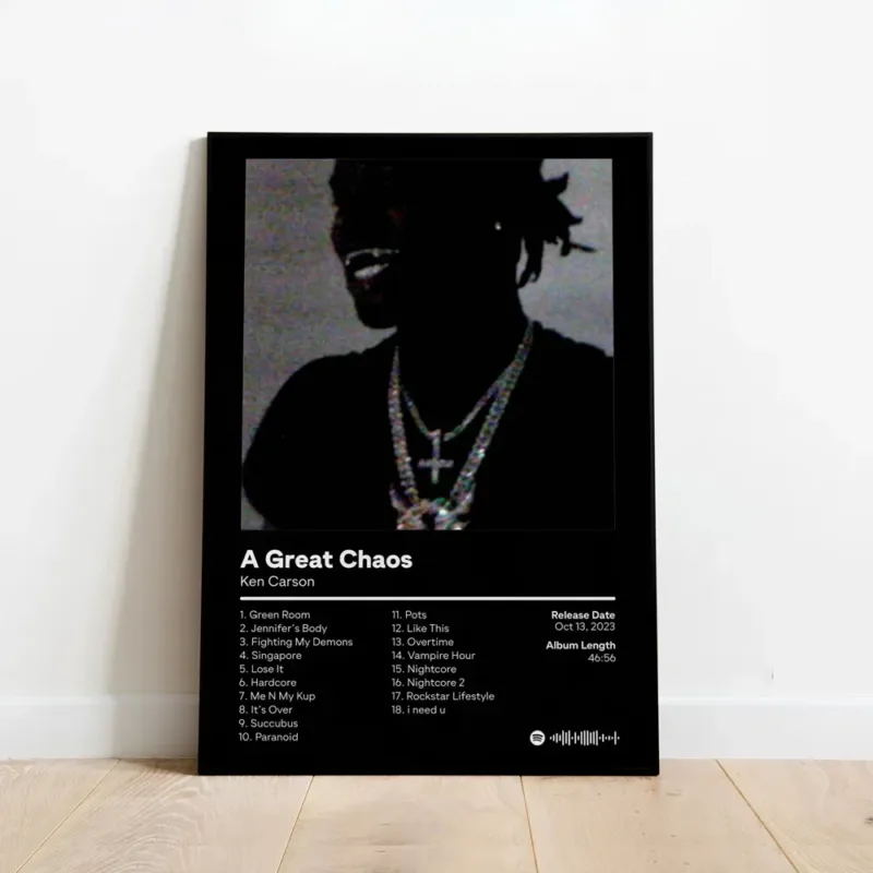 Poster Prints Ken Carson A Great Chaos Custom Album Hip Hop Custom Wall Art Picture Canvas Painting Living Room Home Decorati