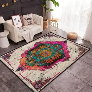 European Persian Style Living Room Carpet Non-slip Security Bedroom Mat for Kids Large Size Decorative Bathroom Kitchen Area Rug