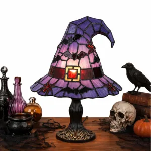 Witch Hat Lamp Wear Resist Gothic Wizard Hats Night Light Halloween Tabletop Lamps for Bedroom Mantel Bookshelf Entryway
