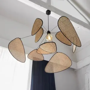 Modern Minimalist Wicker Ratten LED Pendant Light Art Lamp for Villa Study Kitchen Living Dining Room Home Decoration Chandelier
