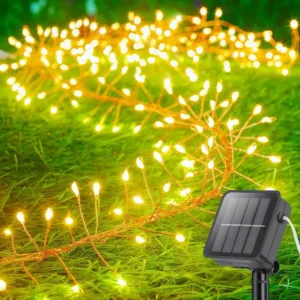 Solar LED Firecracker String Lights Outdoor Waterproof Garland Fairy Light for Wedding Party Garden Christmas Holiday Decoration