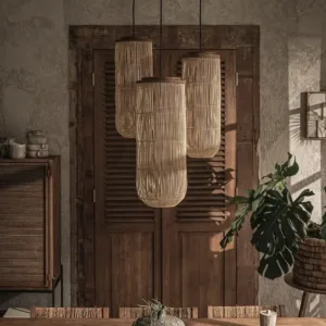 TUB pendant lamp Vitage rattan pendant light for Living Room Restaurant led wicker lantern Chandelier Wabi-sabi solid wood lamp