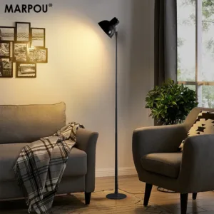 MARPOU Floor Lamp Adjustable with 3 Color Dimmable USB Plug Modern LED Telescopic 145CM Floor Stand Light Living Room Bedroom