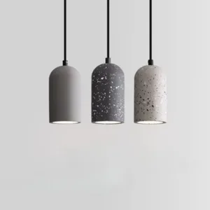 Nordic Minimalist Industrial Cement Pendant Lamp,Terrazzo Hanging Lighting for Bedroom Bedside Kitchen Island Restaurant Decor