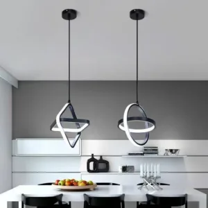Modern LED Pendant Light Black White Hanging Light for Dining Room Bedroom Bedside Dining Table Kitchen Island