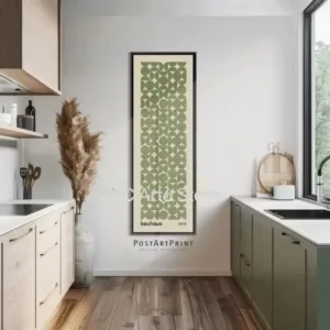 1PC frameless Sage Green Bauhaus  Poster, Long Narrow Art, Wide Art Print, Abstract Long Vertical Wall Art, Large Unframed Canva